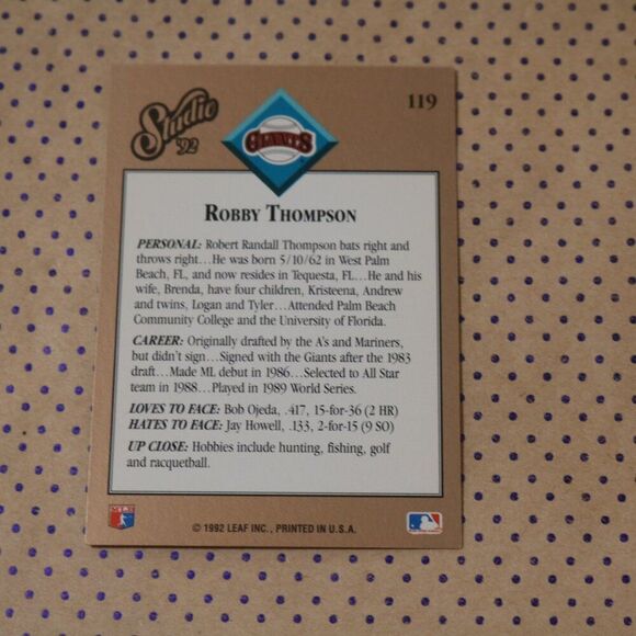 Robby Thompson #119 Baseball Card - Picture 2 of 2